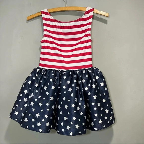 GIRLS GYMBOREE RED, WHITE, BLUE STARS AND STRIPES DRESS WITH CRENLIN SIZE S 5-6 - Picture 4 of 10